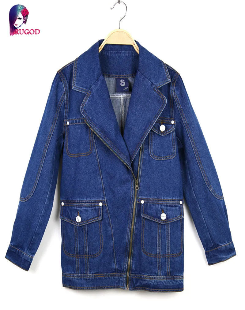 Женская джинсовая куртка с длинным рукавом свободная в стиле ретро Корейском на