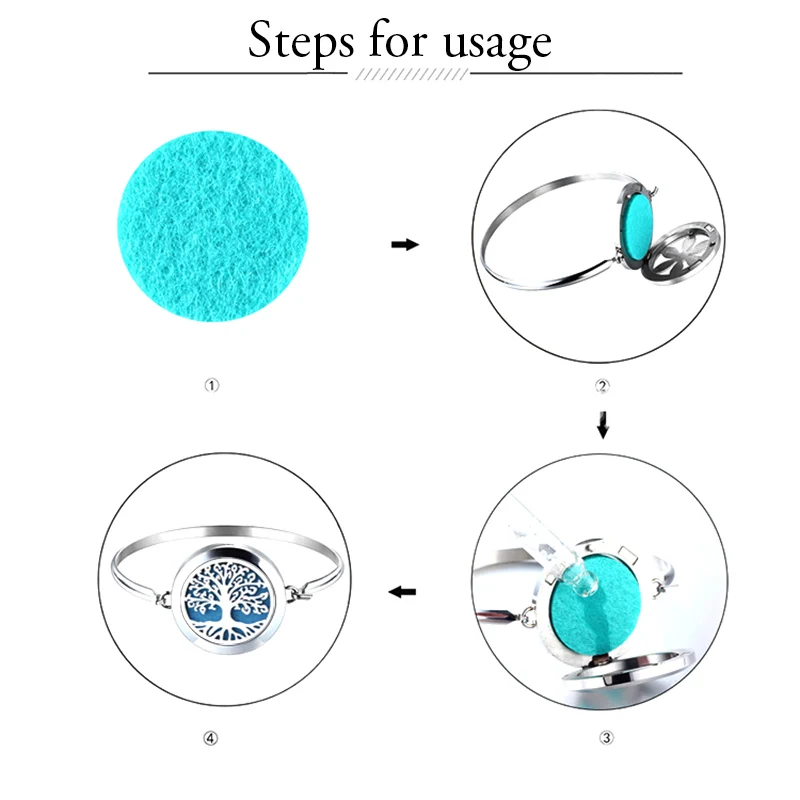 Браслет с аромадиффузором для духов и эфирных масел из нержавеющей стали |