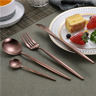 4PCS Rose gold Высококачественный набор посуды из нержавеющей стали 304 в западном стиле, Высококачественная вилка, нож, десертная посуда, кухонная посуда - Цвет: 4PCS Rose gold