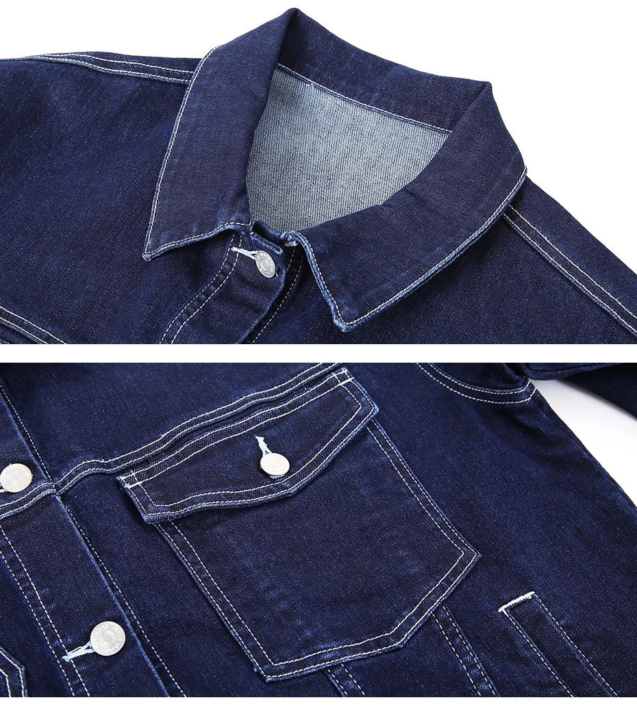 Женская джинсовая куртка LEIJIJEANS, повседневная синяя свободная куртка большого размера, с отложным воротником, рукавами полной длины простая верхняя одежда, весна-осень
