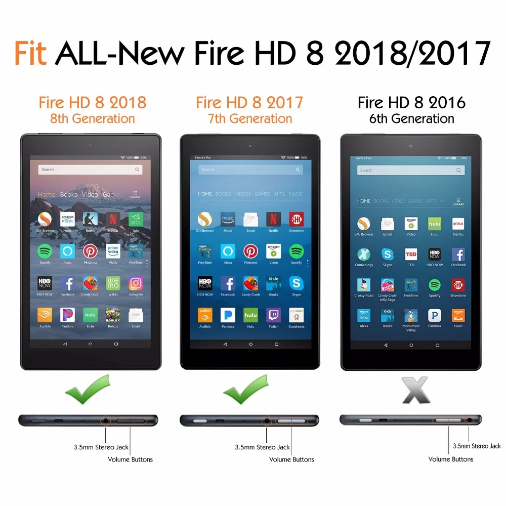 Чехол MoKo для нового планшета Amazon Fire HD 8 (7 е и поколение выпуск 2017 2018) [сверхпрочный]