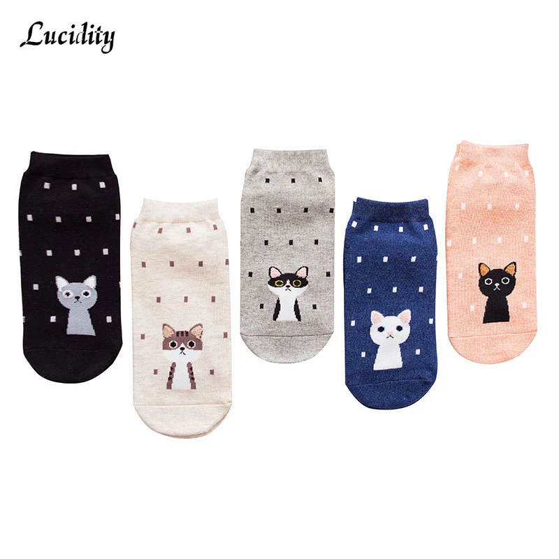 Женские хлопковые носки стереоскопические милые с изображением кота и собаки