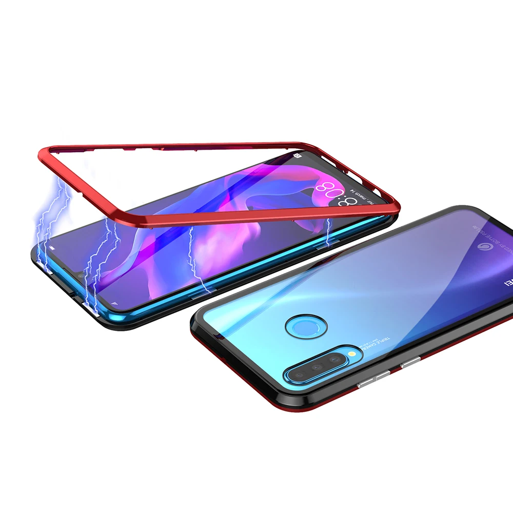 Роскошный магнитный металлический бампер чехол для huawei P30 Pro чехол 360 прозрачное стекло полный корпус чехол для телефона для huawei P30 P30 lite