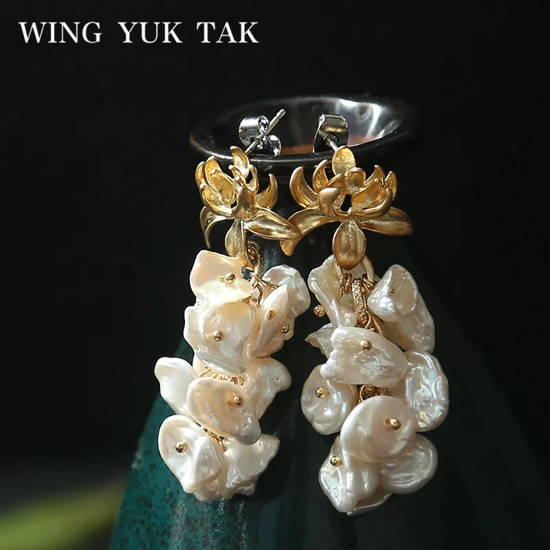 Женские серьги капельки wing yuk tak с искусственным жемчугом золотого цвета и
