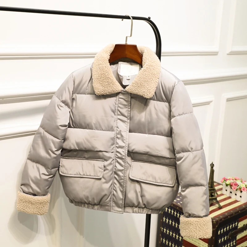 Женская бархатная куртка на осень и зиму свободные толстые хлопковые пуховики