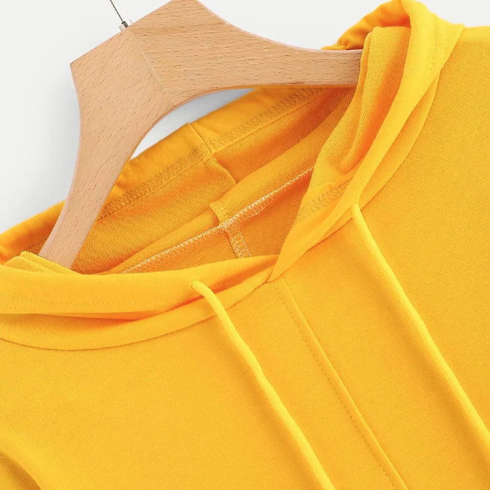 Womail женские толстовки с длинным рукавом одноцветная толстовка капюшоном