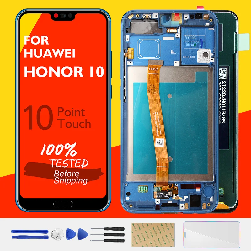 Оригинальный ЖК дисплей для Huawei Honor 10 со сканером отпечатков пальцев сенсорная