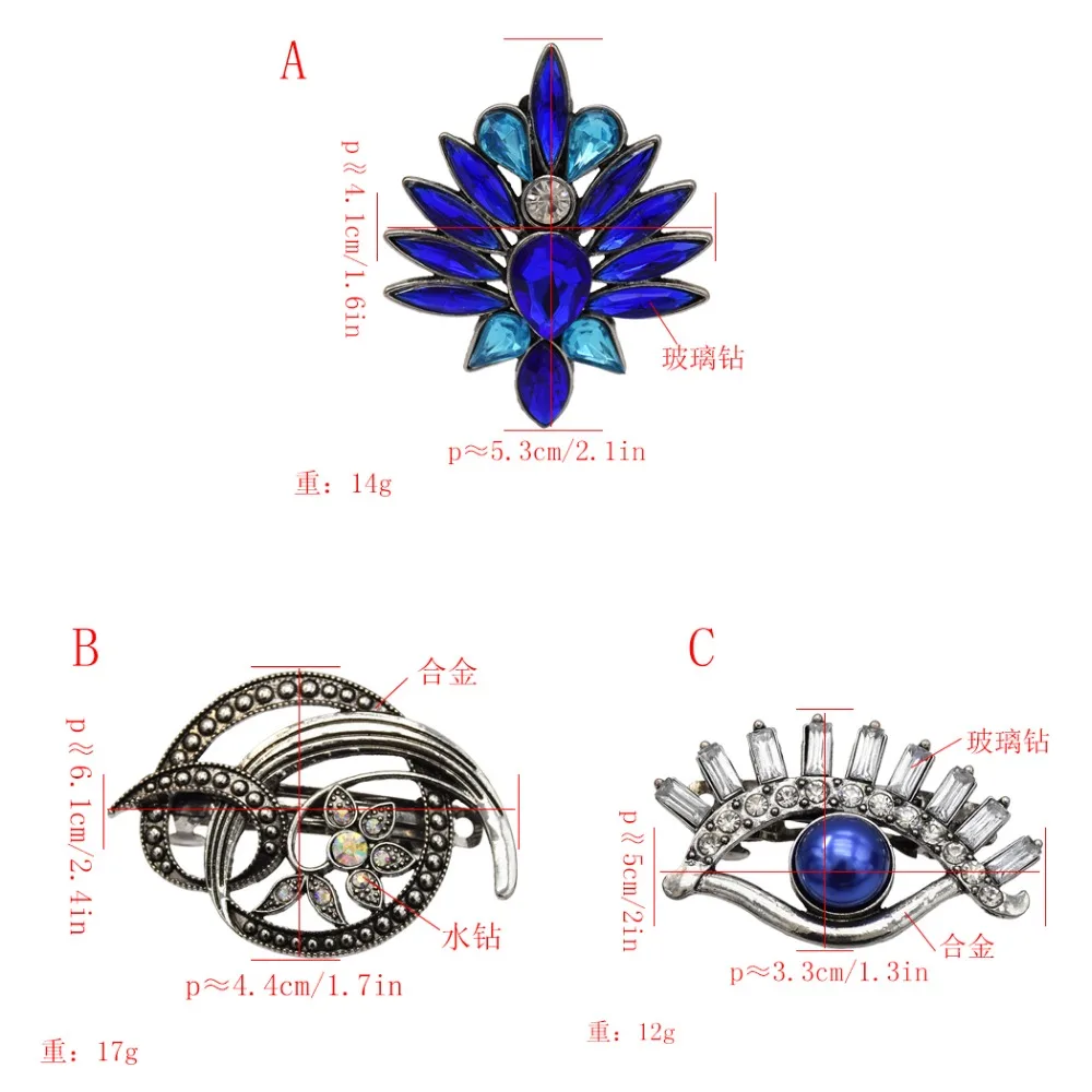 Роскошные заколки для волос с кристаллами глазами цветами луной Заколки женщин