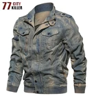 Мужская джинсовая куртка 77City Killer, Мужская винтажная куртка-бомбер в стиле милитари, приталенная джинсовая куртка размера плюс, джинсовая куртка для мужчин