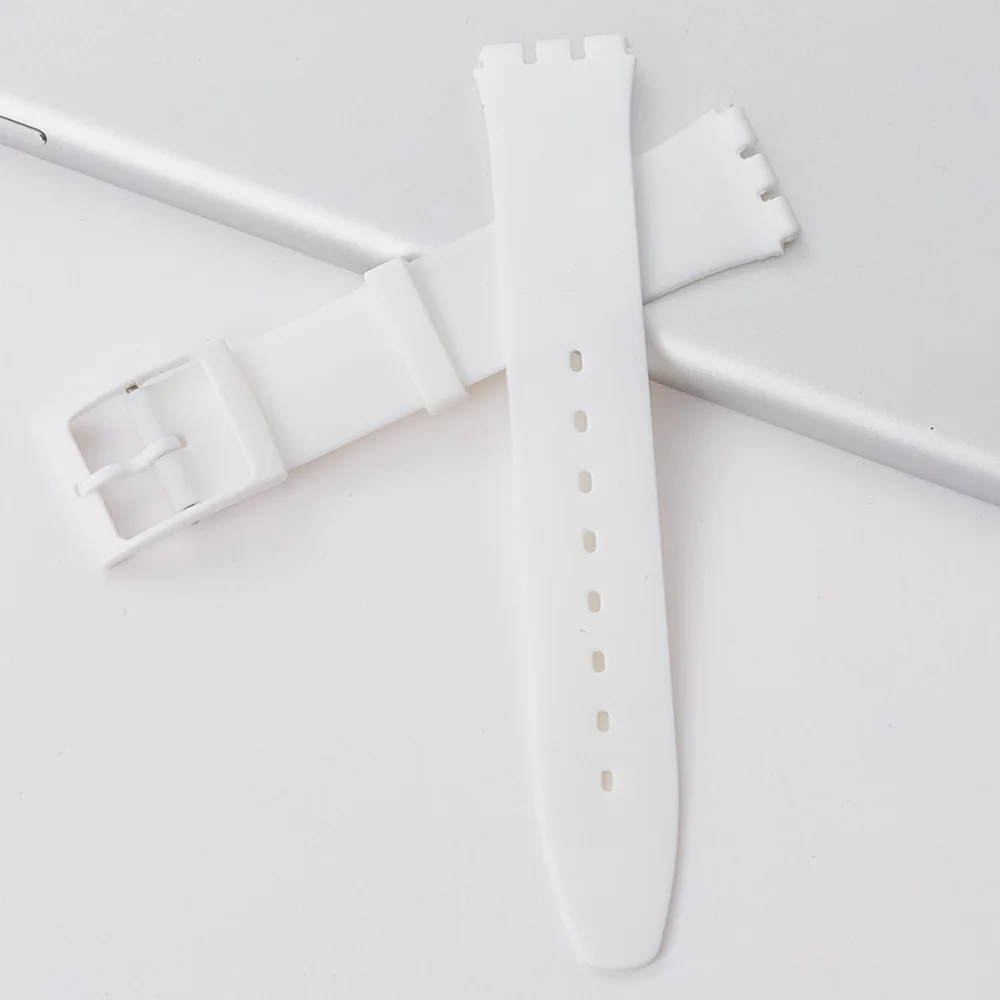 Ультра-тонкий ремешок для часов Swatch кожаный ремешок штырь на замену Пряжка 16 мм силиконовый резиновый браслет красный синий черный белый ремешок для часов
