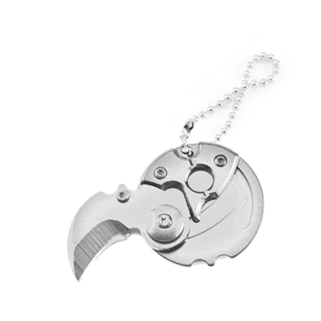Silver Мини портативный складной Монетный нож, инструмент для переноски, небольшой карманный брелок, подвесной брелок для ключей, нож для выживания на открытом воздухе - Цвет: Silver