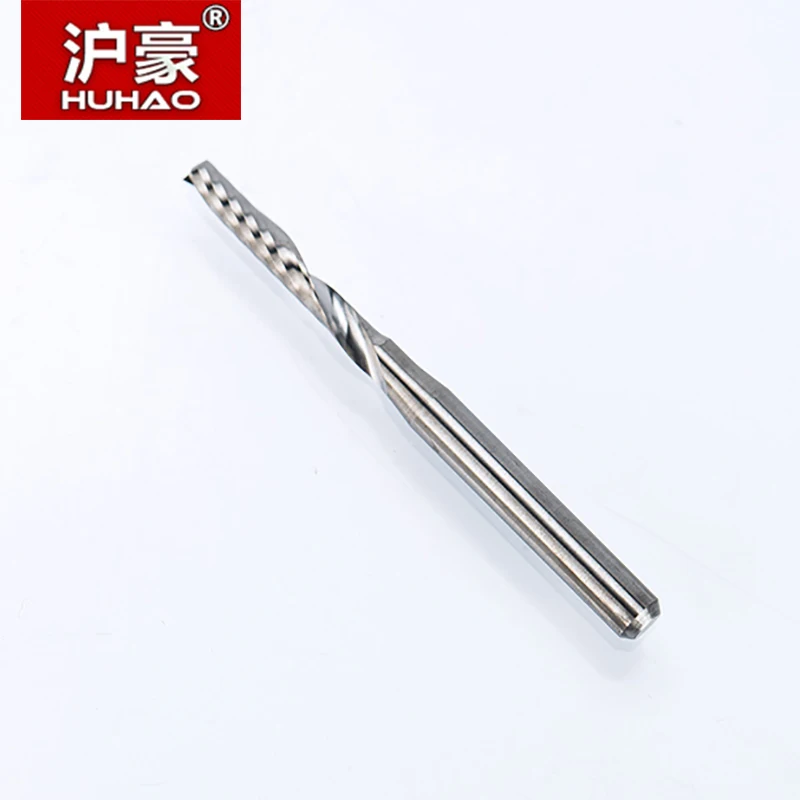HUHAO 1PC 3.175mm Single Flute Spiral router bits CNC end mill For MDF Tungsten Carbide Milling Cutter tugster steel cnc tools |