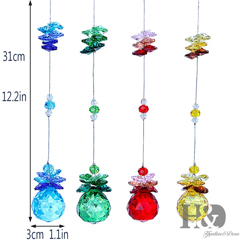 H& D 4 шт. люстра Octogon Chakra Suncatcher Цвета хрустальный шар призмы кулон окно Suncatcher для свадьбы/дома/сада декор