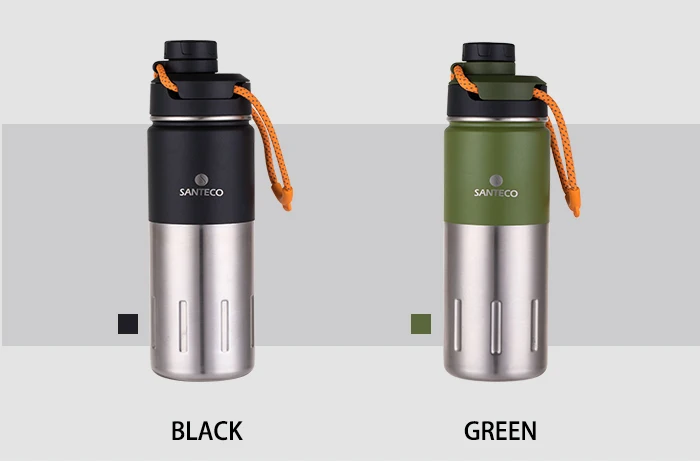 Santeco 500ml Thermos With Rope Double Wall Stainless Steel Vacuum Flask Coffee Tea Milk Travel Thermo Bottle Gifts Thermocup