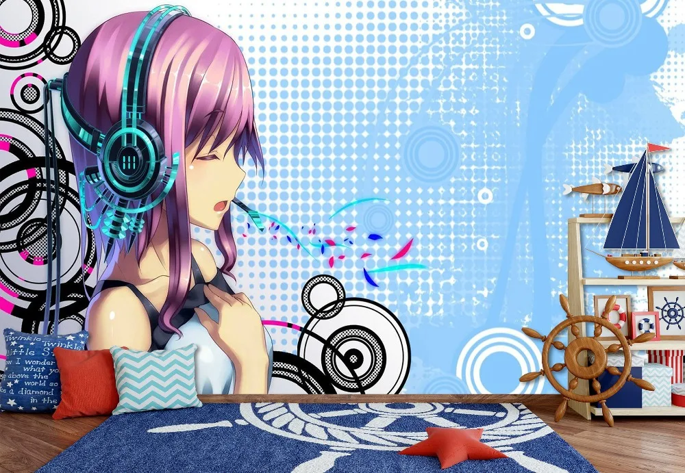 [Самоклеющиеся] 3D Супер Sonico музыка мультфильм 22 Япония Аниме настенная бумага
