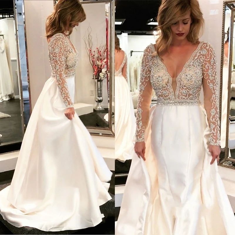 Vestido De Festa вышитые бисером вечерние платья на выпускной 2018 элегантное белое