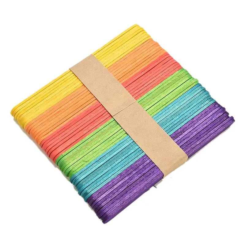 

50Pcs Creative Wooden DIY Popsicle Stick Puzzle Geometric Shape Personalized Jigsaw Kids Hand Crafts Art Ice Cream Cake