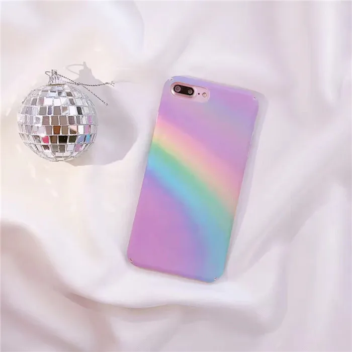 Wixcen Korea Rainbow Painting Phone Case for Iphone X 7 7plus 6 6s 8 Purple Hard Plastic Back Cover Free Shipping |