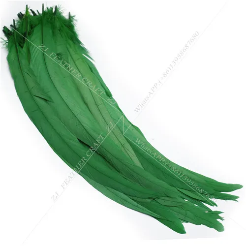 dark green 100 шт 25-45 см натуральный окрашенный с перьями из хвоста петуха куриное перо шлейф для рукоделия/платье/украшение для карнавальной вечеринки - Цвет: dark green