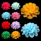 50 шт.лот 10 см 14 видов цветов большие пушистые шифоновые цветы для Детские волосы для девочек аксессуары цветы из искусственной ткани для повязки на голову