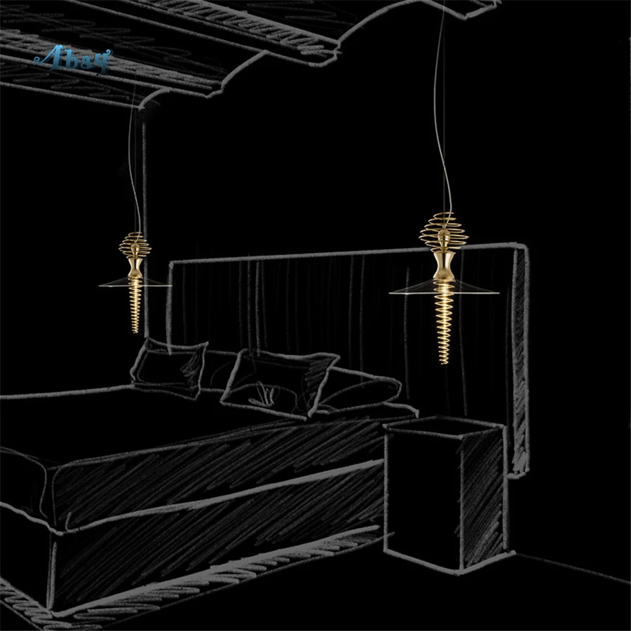 売却 北欧モダンゴールドスパイラルデザインの Led ペンダントライト高級リビングルームランプバーカフェダイニングルームのインテリア照明器具