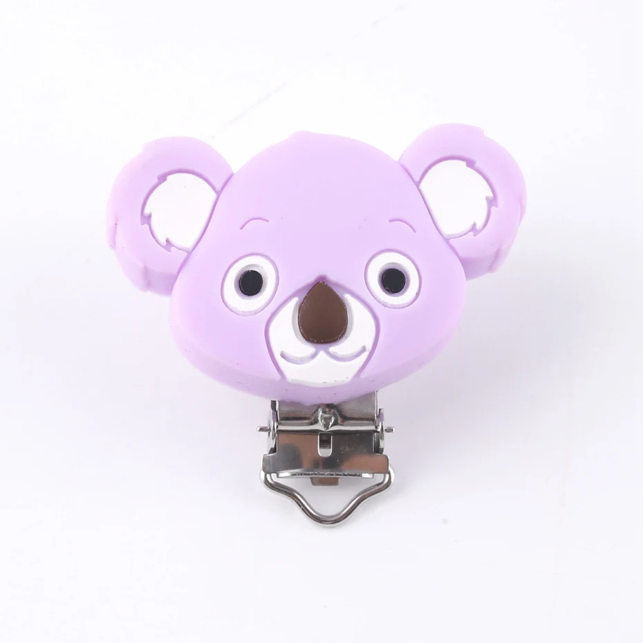 purple Let's Make/10 шт., Детская Соска с зажимом, милая Коала, силиконовая игрушка для прорезывания зубов, сделай сам, держатель для соски, Bpa Free, силиконовые прорезыватели - Цвет: purple