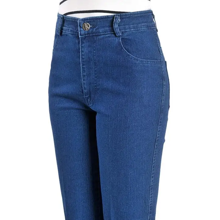 Dark Blue Джинсы для мамы с высокой талией винтажные классические джинсовые брюки для женщин стрейч прямые джинсы брюки женские большие размеры Новинка - Цвет: Dark Blue