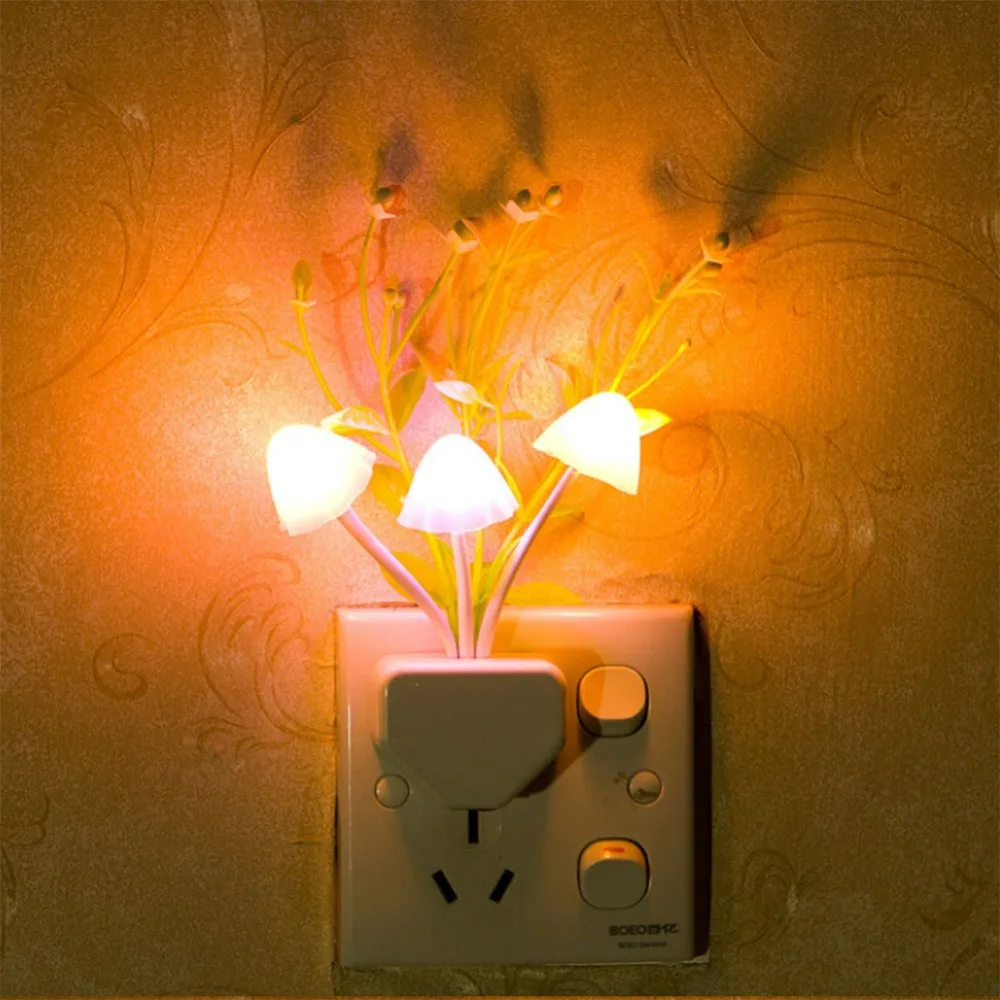 

Intelligent Light Sensor Mushroom Fungus Night Light 7 Colors Changing&Warm Light Baby Sleep Bedside Lamp EU & US Plug