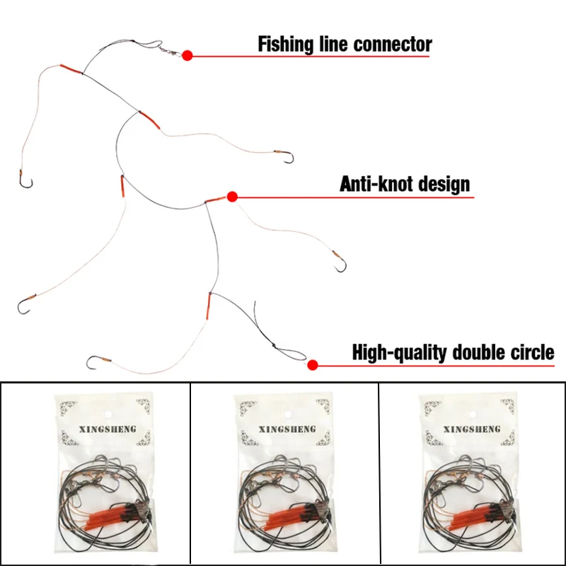 

Fishing String Hooks With Five Sharp Penetration Hooks Carp Fishing Accessories Tackle Jig Fishhooks Stainless Steel