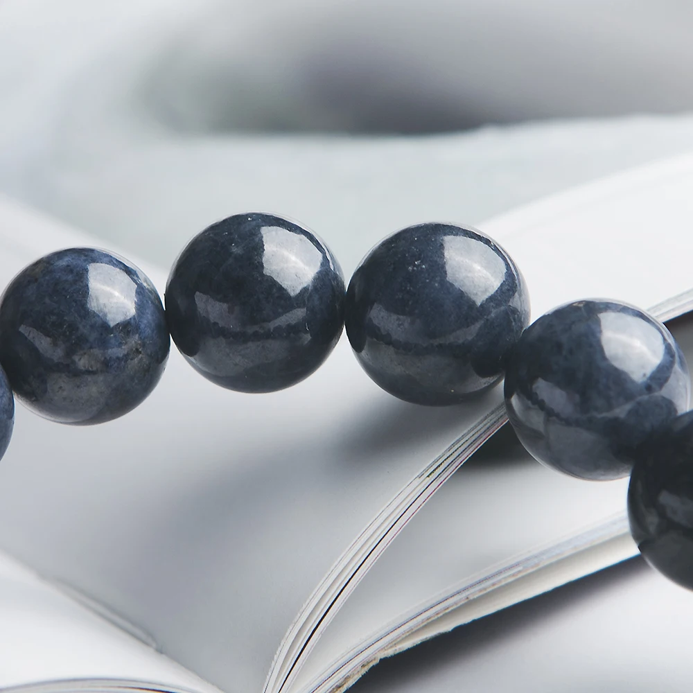 Женский и мужской браслет AAAA тянущийся с круглыми бусинами из натурального