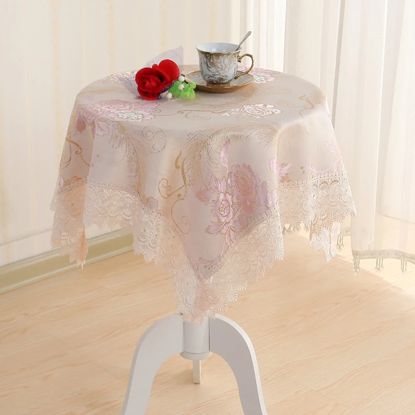 

Europe table cloth round Pink lace Romantic table cloth For Wedding Birthday Party Round Table Cover fashion Home Decoration
