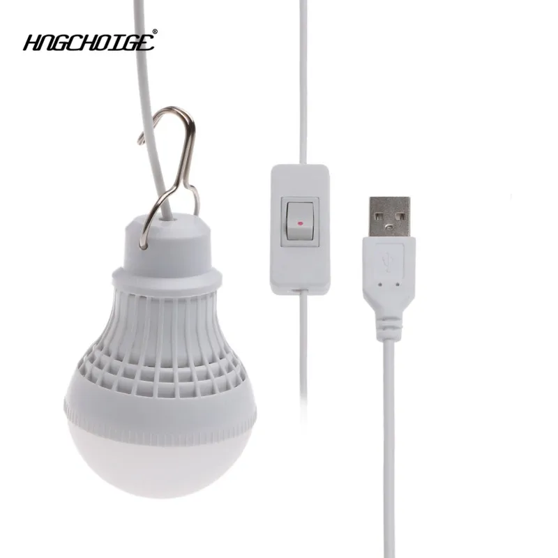 

HNGCHOIGE 5W 10 LED Energy Saving USB Bulb Light Camping / Home Night Lamp Hook Switch