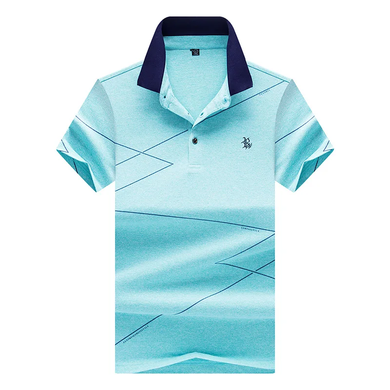 Рубашка поло мужская деловая с коротким рукавом топ геометрическим узором и