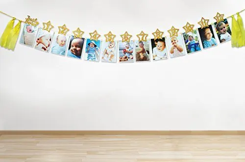 Первый баннеры для дня рождения 12 месяцев Корона Звезда фото Bunting Baby Shower бумага Гарланд для мальчиков и девочек 1st декор для вечеринки в честь Дня Рождения фото стены