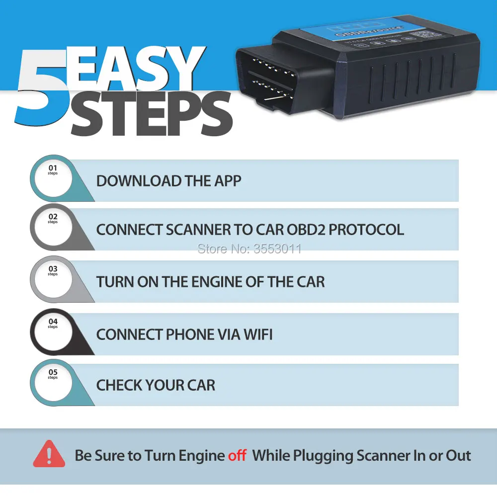 Считыватель кодов неисправностей автомобильного двигателя obdresources ELM327 WiFi V1.5