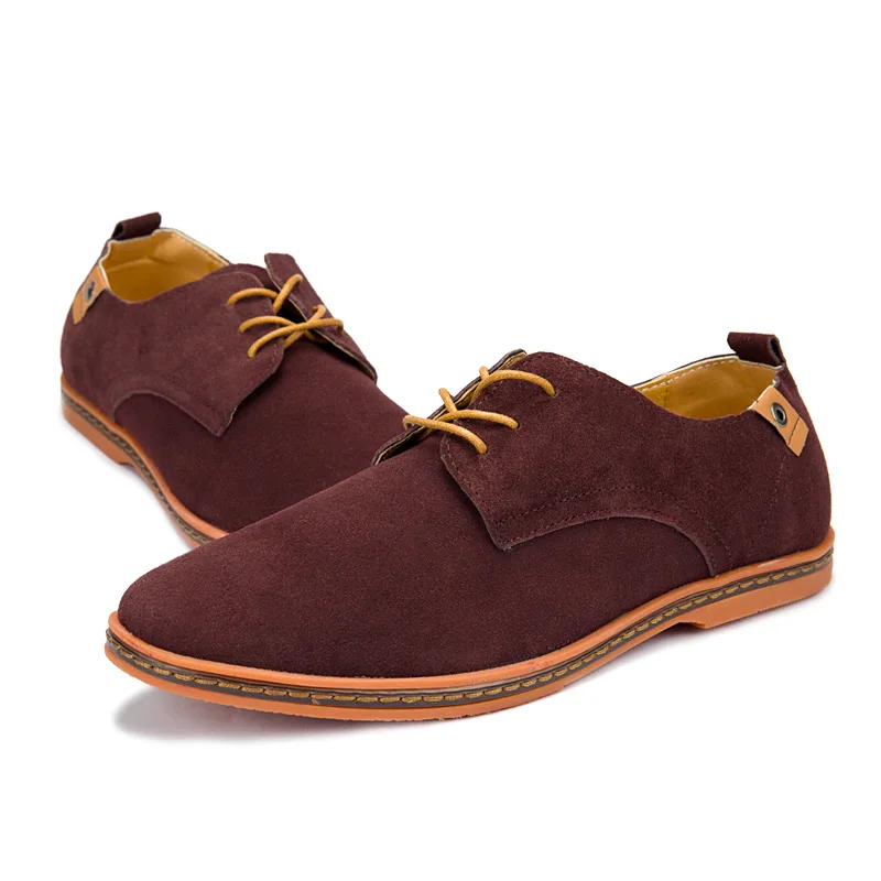 plus size man casual shoes comfortable lace-up pu leather men sneakers solid color pointed toe zapatos de hombre | Обувь