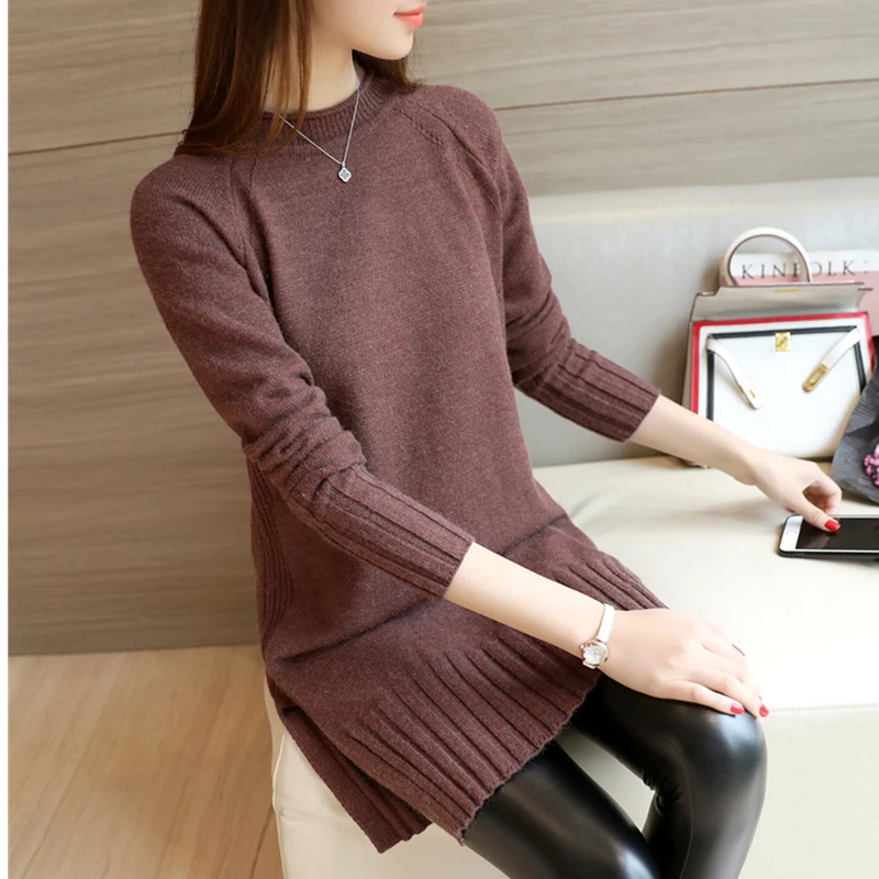 PZLCXH For Women Sweater Knitted Cotton High Street Fashionable Female Solid Overstating Separation Winter Pullover ZL0850 | Женская