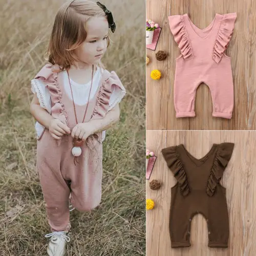 Детские комбинезоны для маленьких девочек длинные брюки с рюшами комбинезон