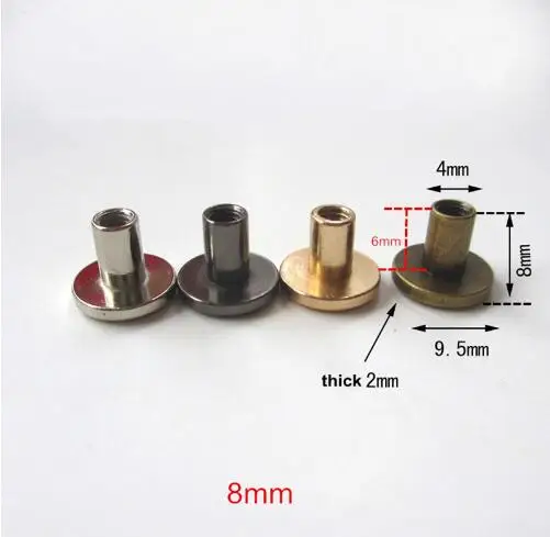8mm 10 компл. 5 мм/6,5 мм/8 мм багаж кожа металл ремесло твердый винт гвоздь заклепки двойная изогнутая голова ремень/ремень заклепки книжные винты - Цвет: 8mm