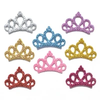 80pcs mixed glitter fabric patches glitter crown applique for craftclothes diy scrapbooking accessories k49