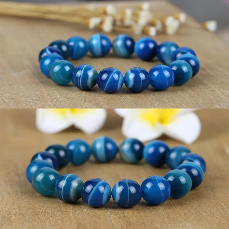 Синий браслет натуральный персидский Сардоникс камень кварц бусина надувной