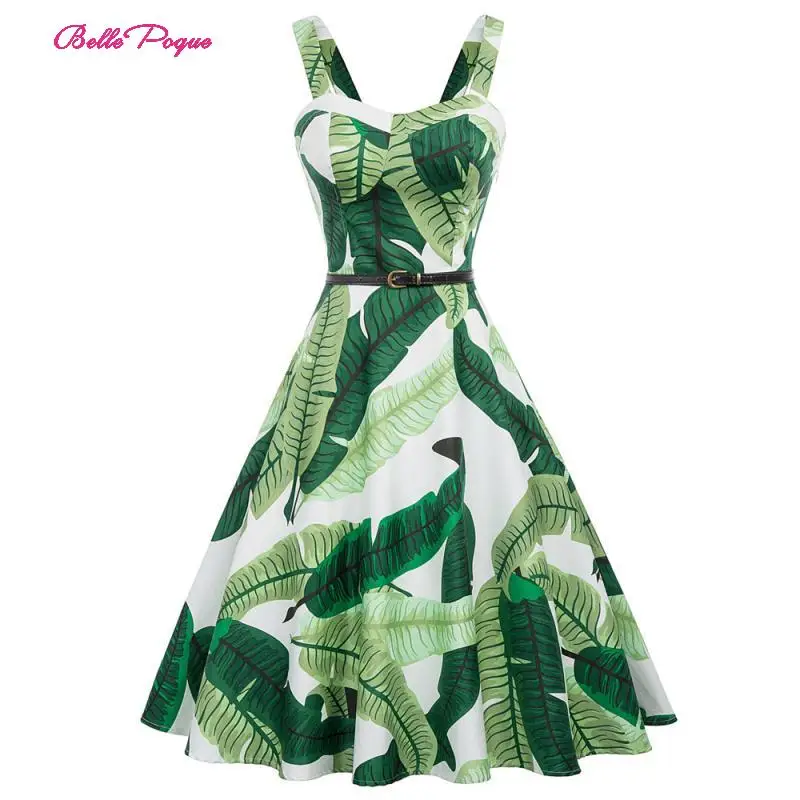 Женское платье без рукавов Belle Poque летнее яркое А силуэта с широким ремешком и
