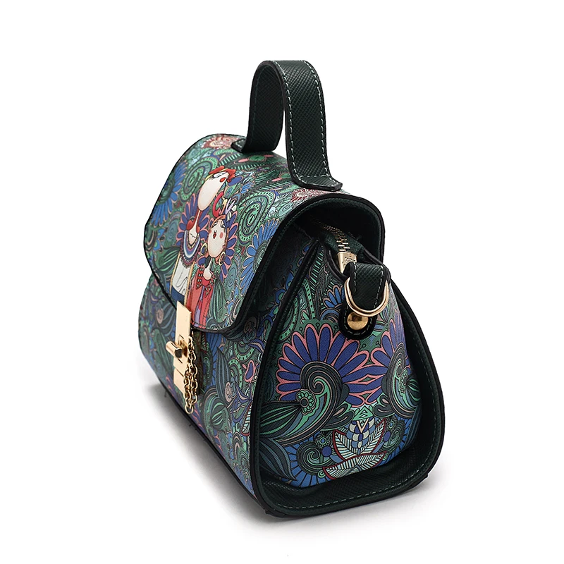 Kavard Женский замок для сумки лес мультфильм кожаные через плечо зеленые женщин