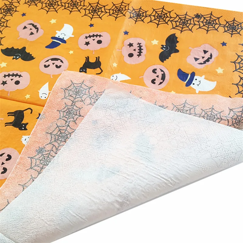 Салфетка из бумаги милая мультяшная Хэллоуин скелет тыква призраки летучие мыши