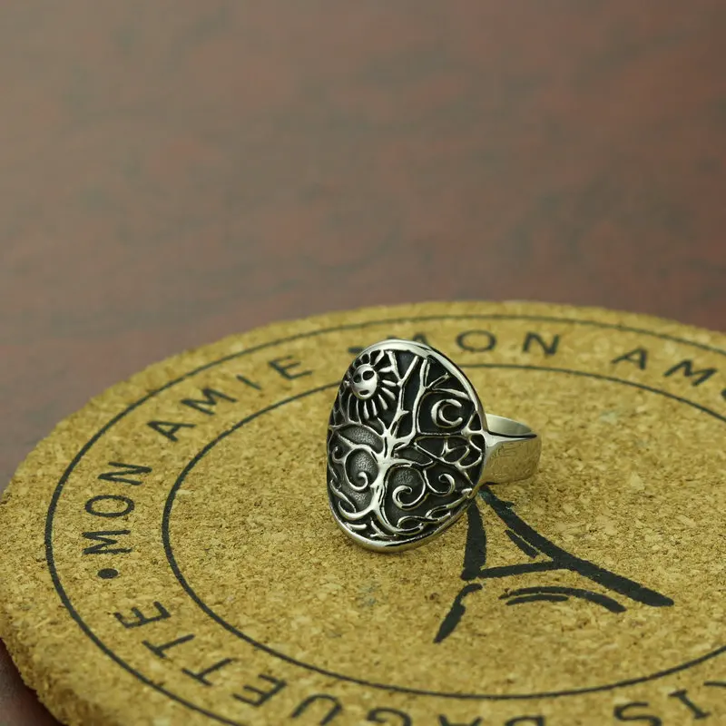 Кольцо из нержавеющей стали с изображением дерева жизни|Кольца| |