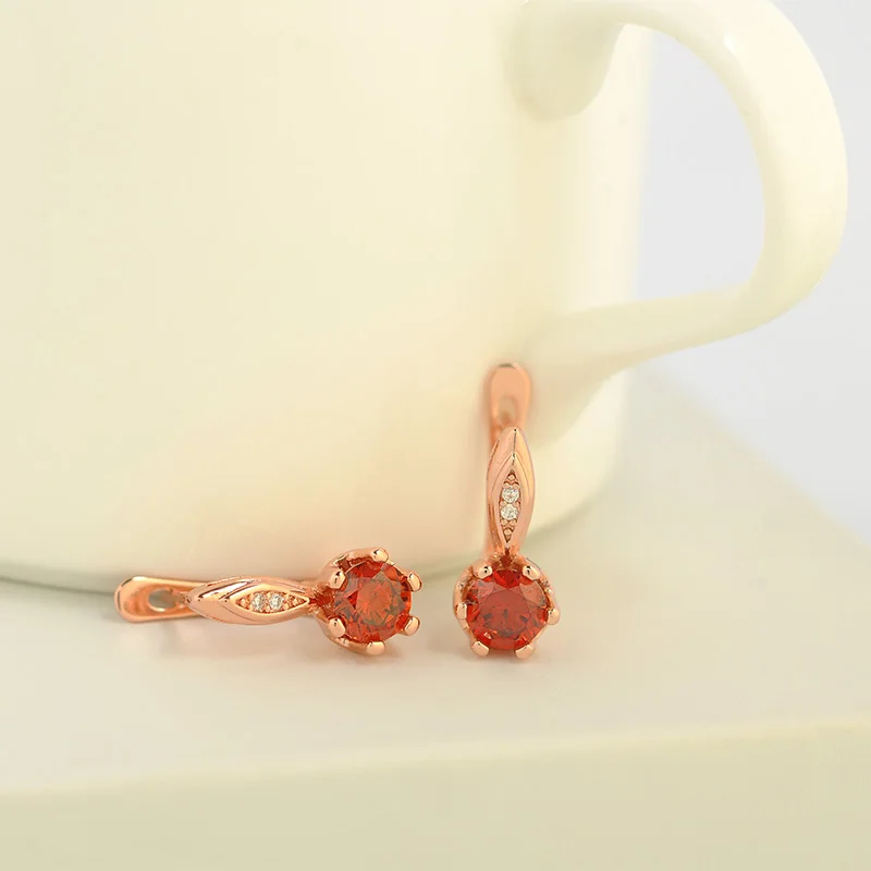ISHOWLEE Cute 585 Rose Gold Earrings Korean for Women Natural Zircon Stud Minimalism 2019 Women's Fashion Jewelry esp22 | Украшения и