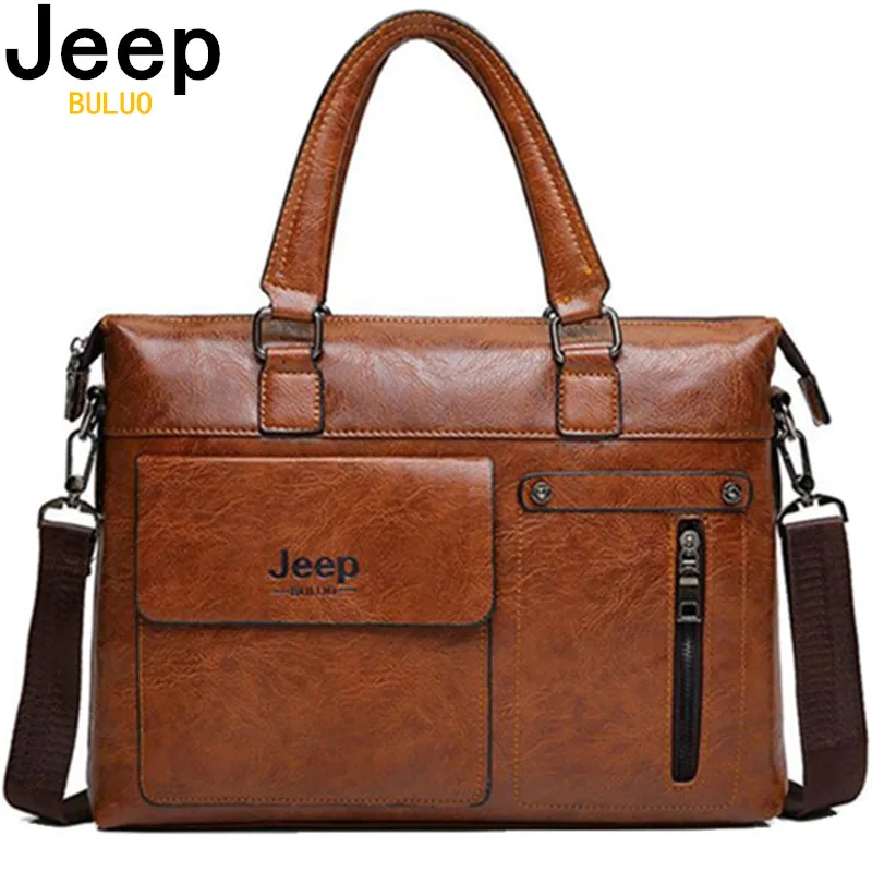 Известный Дизайнер JEEP BULUO бренды мужской деловой портфель из искусственной кожи сумки на плечо для 13 дюймов Сумка для ноутбука большая сумка для путешествий 6013