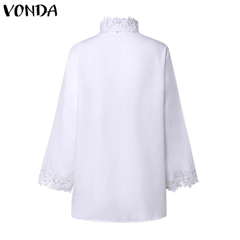 VONDA, летние женские блузки с цветочным рисунком,, винтажные, с рукавом семь, сексуальные, с v-образным вырезом, кружевные, OL, офисные рубашки, блузки, пляжные, вечерние, блузы большого размера