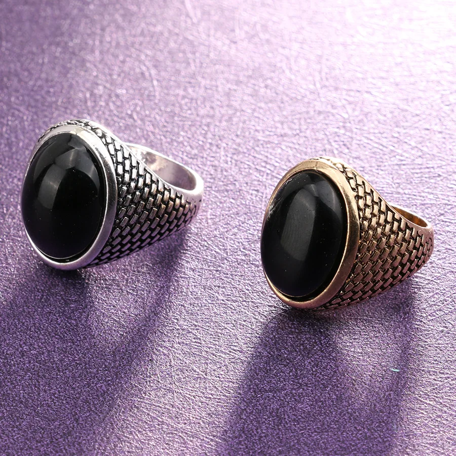 Роскошное кольцо в ретро стиле с античным серебряным покрытием Черная Женская