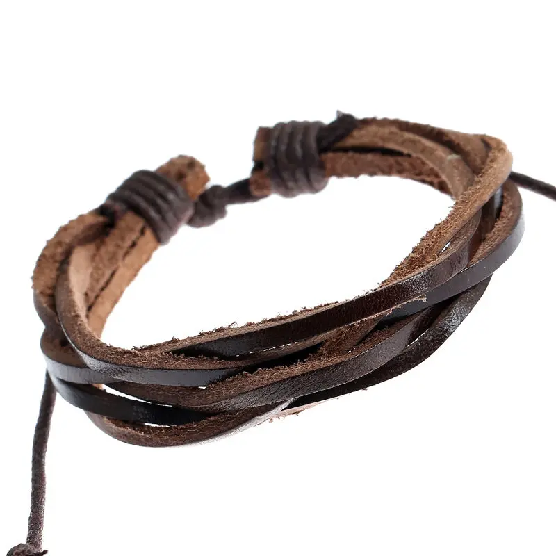 1 шт. черный/коричневый кожаный плетеный браслет для серферов обертка